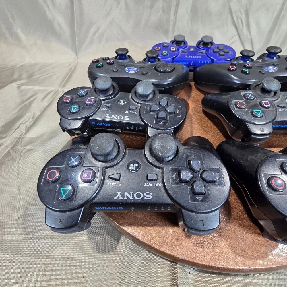 Lot of 7 PS3 Controllers Sony DualShock 3 Sixaxis Logitech Cordless Action Black